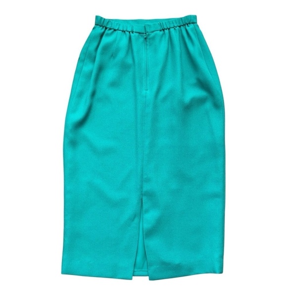 New Ursula Switzerland Jacket Skirt 2 Pc Set Sequined Beaded Teal Green Size 6 - Picture 9 of 12